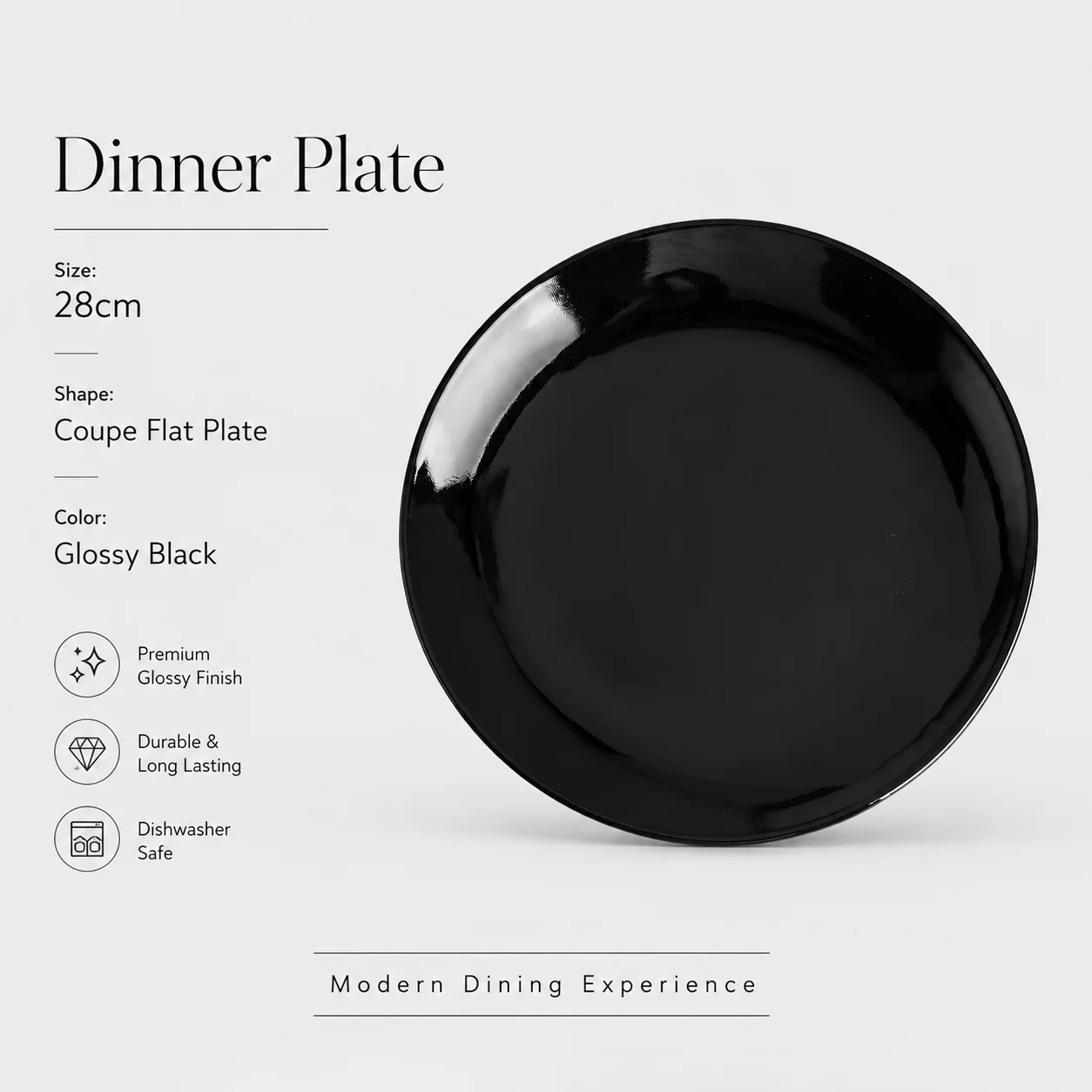 Dinner Plate Coupe Shape - Black